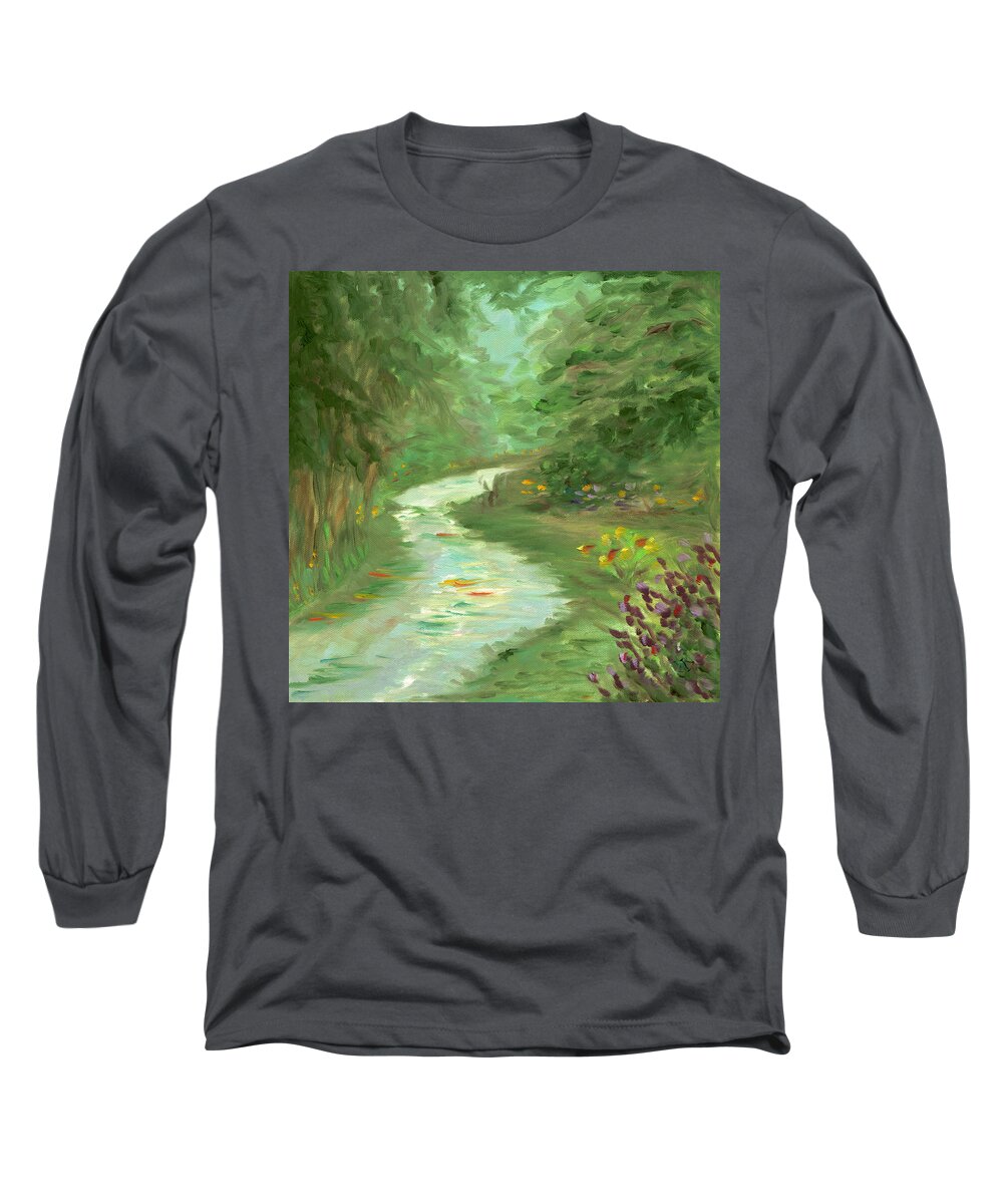 Path Long Sleeve T-Shirt featuring the painting Path to Serenity by Juliette Becker