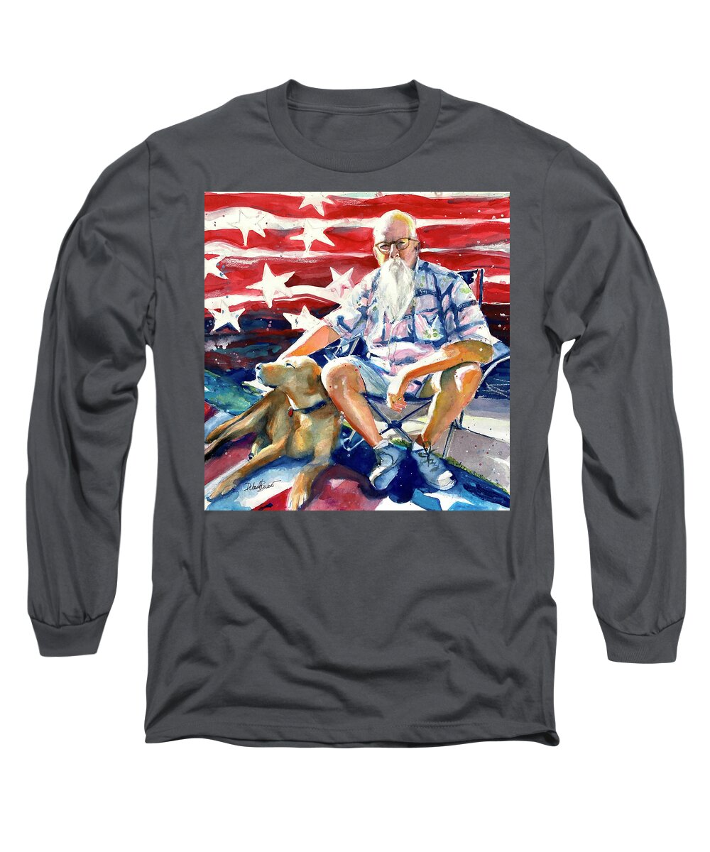 Patriot Long Sleeve T-Shirt featuring the painting Patriot Dave And Bill by Deborah Burow