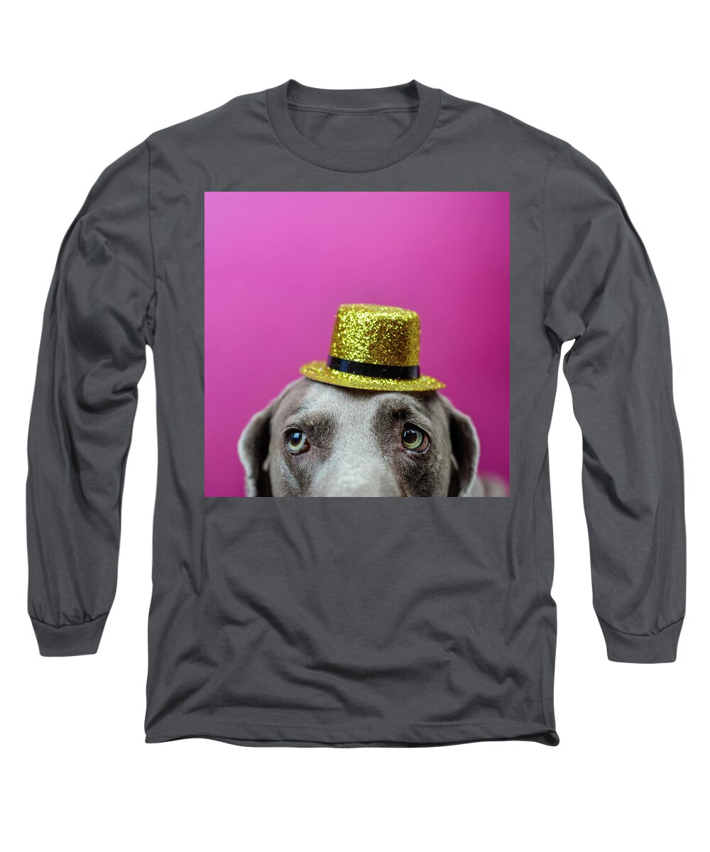 Weimaraner Long Sleeve T-Shirt featuring the photograph Paty Time by Cherie Bosela