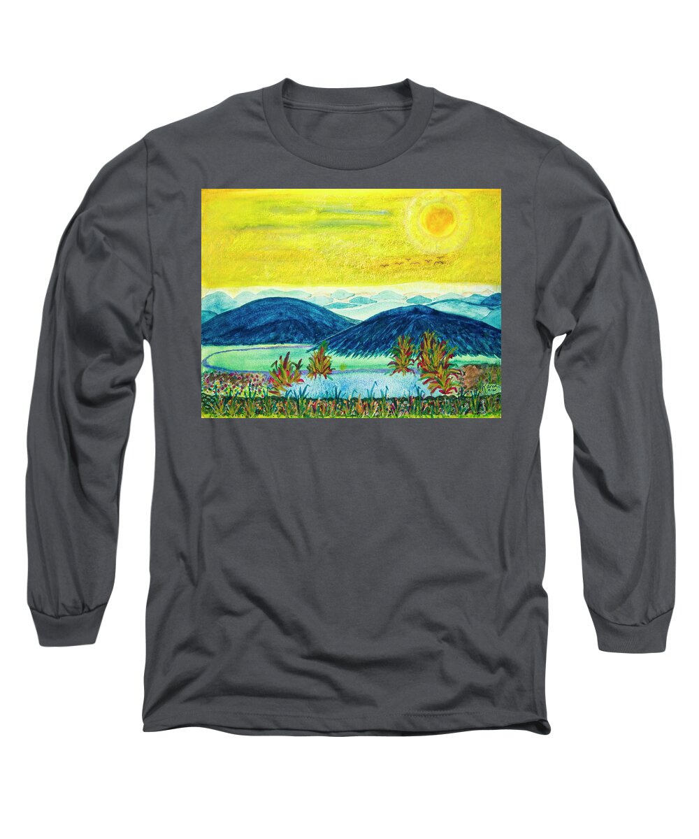 Peace Long Sleeve T-Shirt featuring the painting Peace At Day's End by Karen Nice-Webb