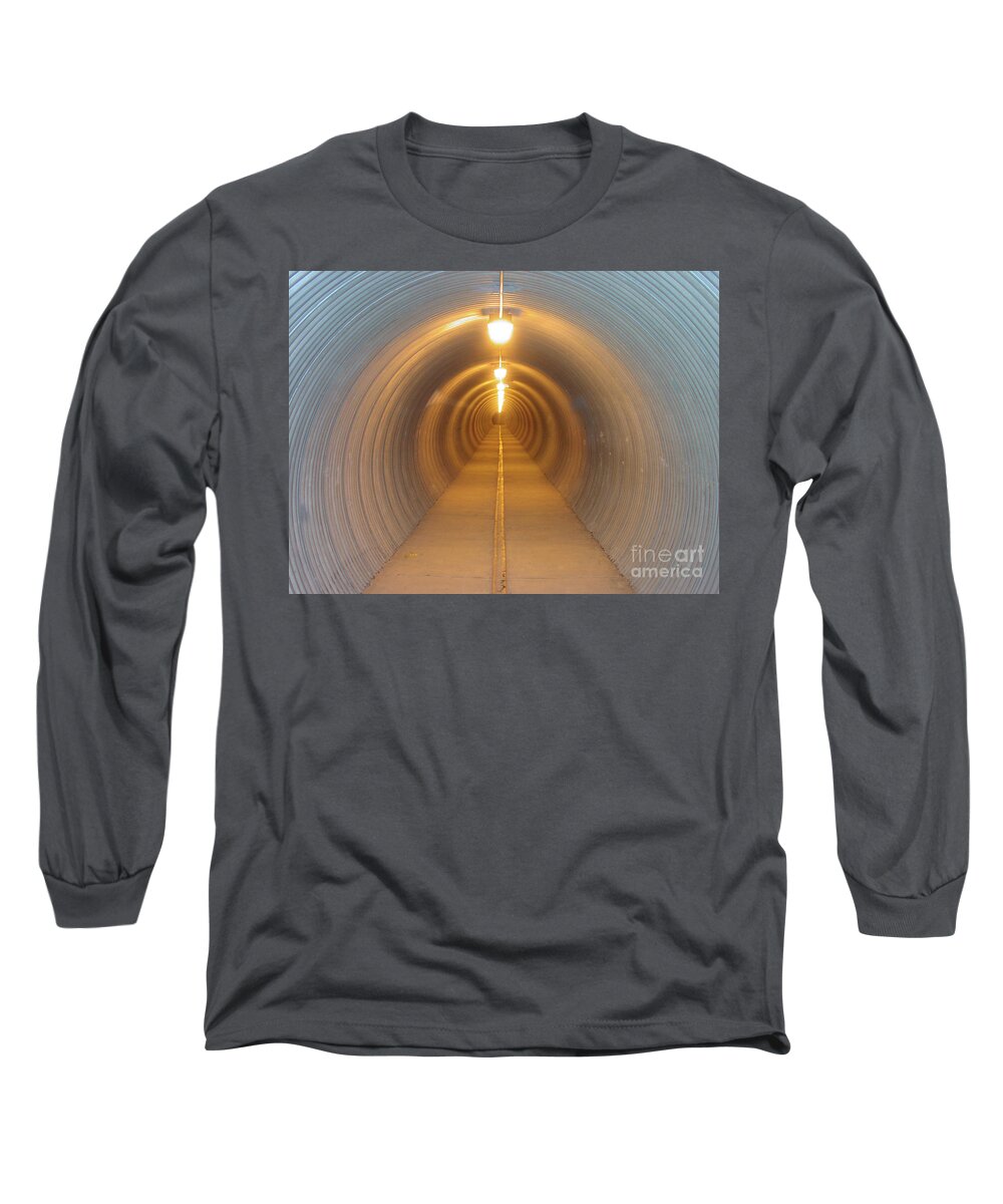 Abstract Long Sleeve T-Shirt featuring the photograph Pedestrian Tunnel Abstract by Kimberly Blom-Roemer