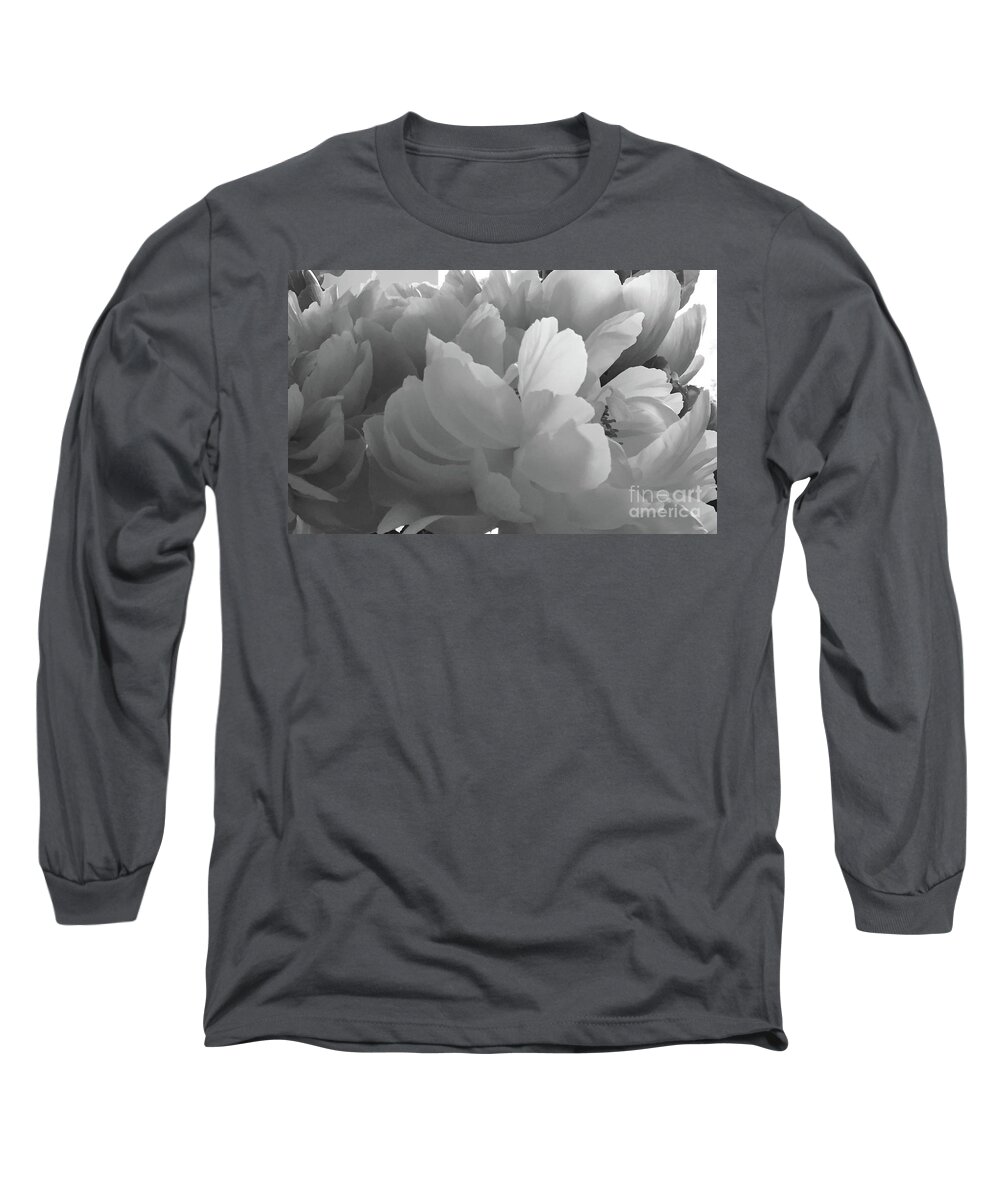Dramatic Long Sleeve T-Shirt featuring the photograph Peonies Series B and W 1-4 by J Doyne Miller