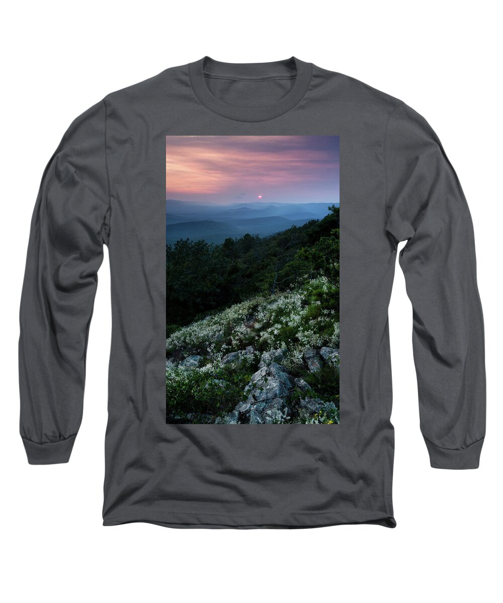 Sunset Long Sleeve T-Shirt featuring the photograph Perfect Balance - Queen Wilhelmina State Park at Sunset - Summer - Arkansas 2020 If we once, and for by William Rainey