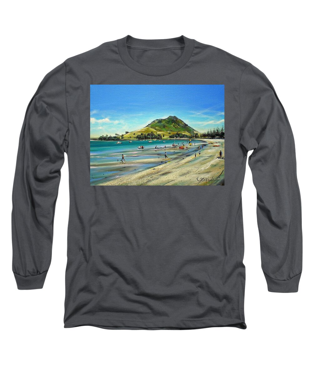 Beach Long Sleeve T-Shirt featuring the painting Pilot Bay Mt M 050110 by Sylvia Kula