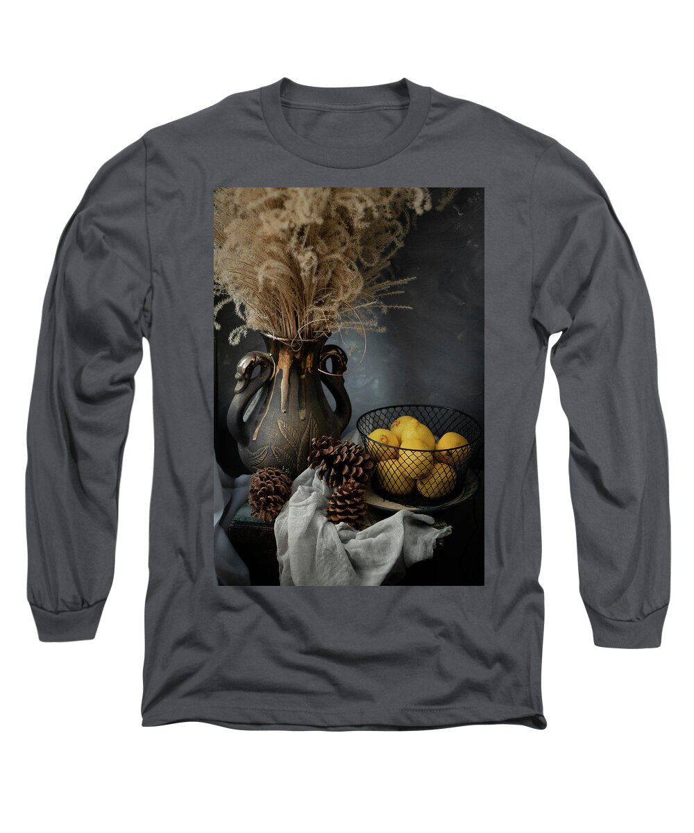 Still Life Long Sleeve T-Shirt featuring the photograph Pines and Cones by Iris Greenwell