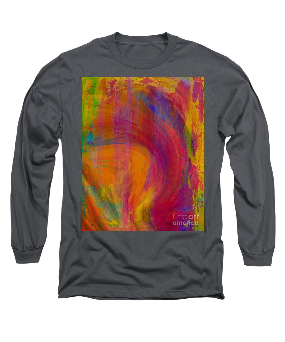 A-fine-art-painting Long Sleeve T-Shirt featuring the mixed media Pizzazz by Catalina Walker