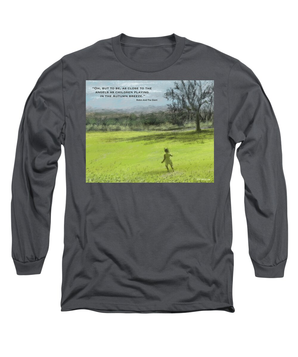 Autumn Long Sleeve T-Shirt featuring the digital art Playing In The Autumn Breeze by Larry Whitler
