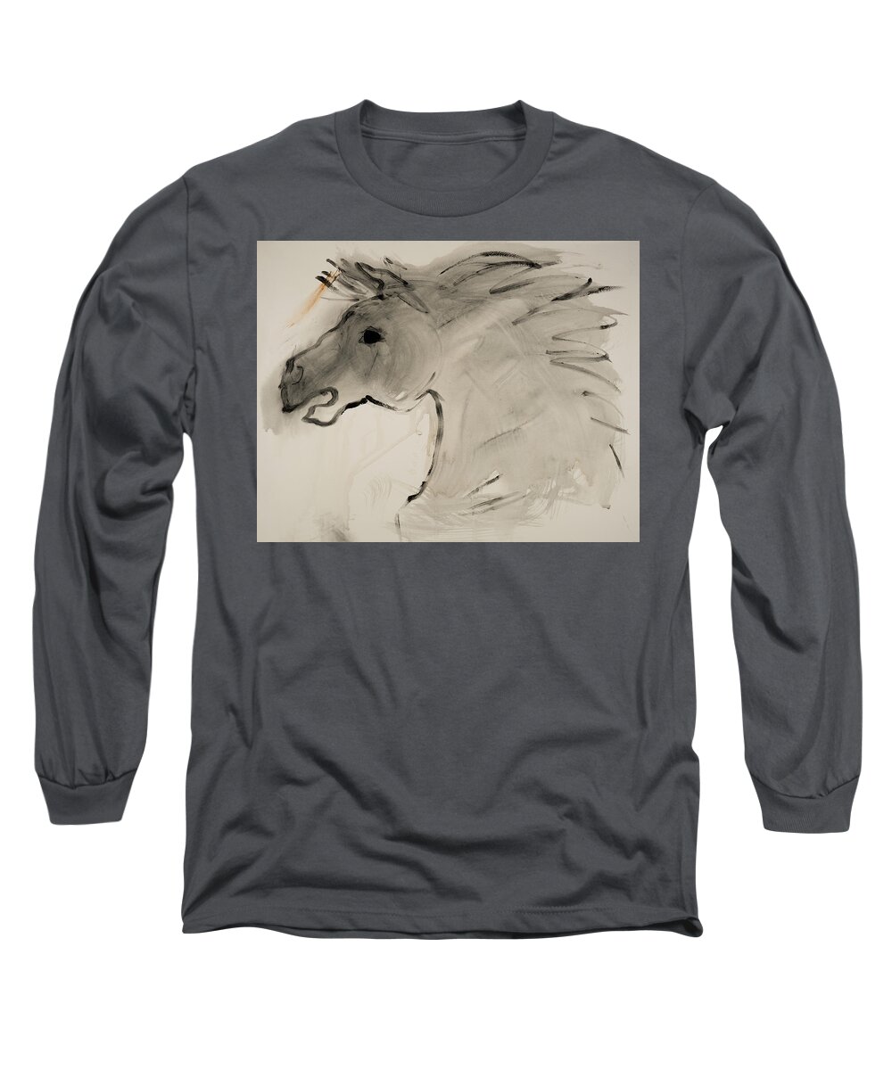Powerful Long Sleeve T-Shirt featuring the painting Powerful by Elizabeth Parashis