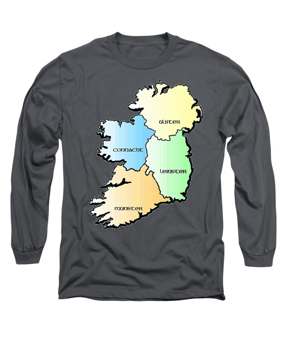  Long Sleeve T-Shirt featuring the painting Provinces of Ireland by Val Byrne