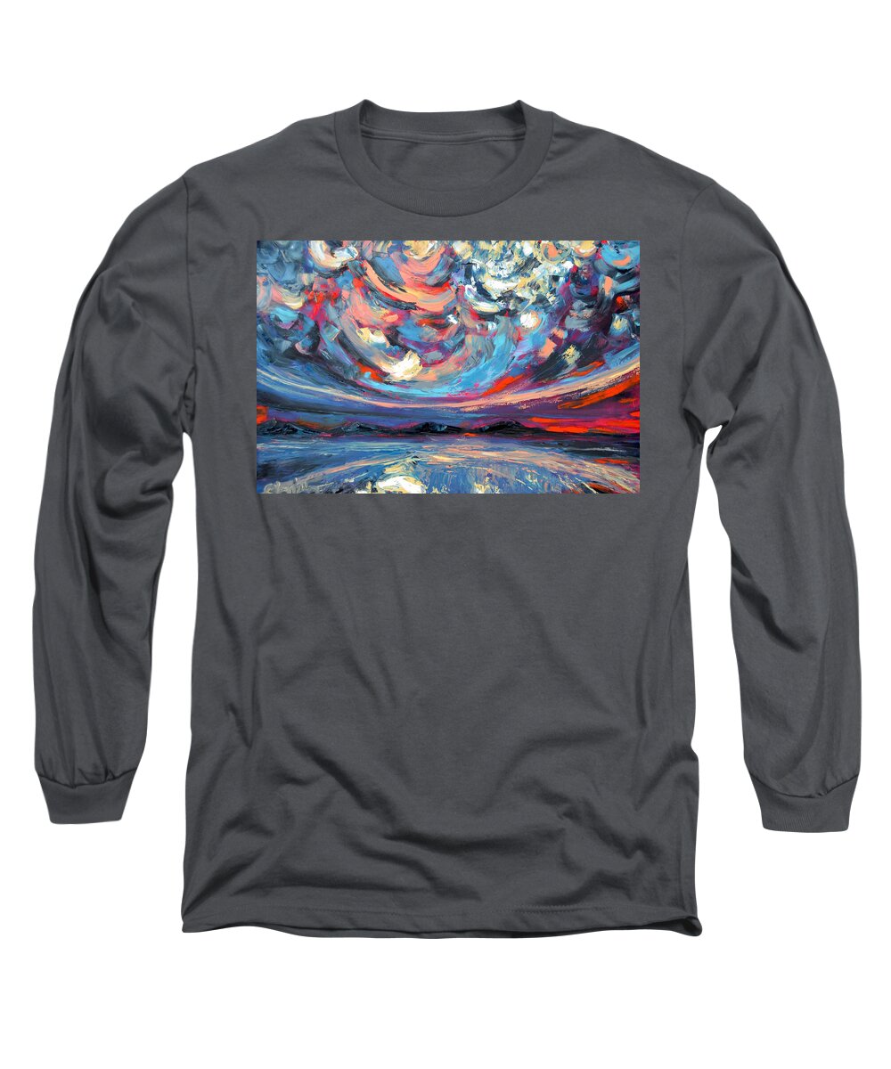 Sunset Long Sleeve T-Shirt featuring the painting Purpura Umbras by Chiara Magni