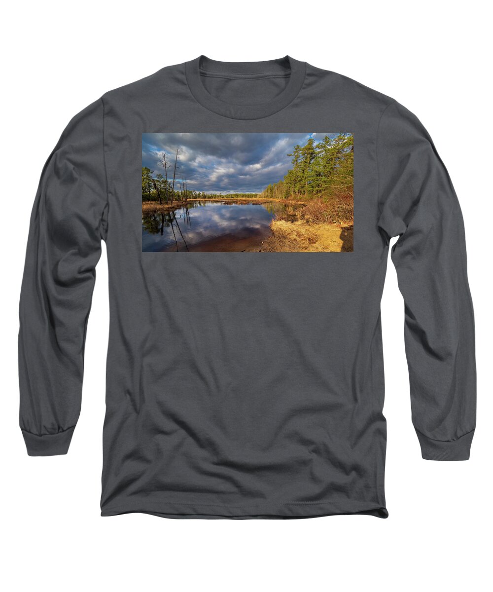 Autumn Long Sleeve T-Shirt featuring the photograph Quarker Bridge - PineLands by Louis Dallara
