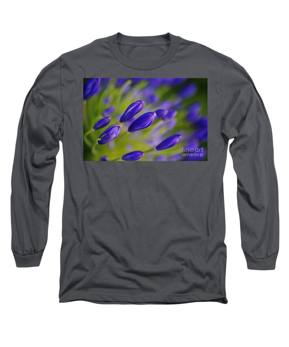 Lily Of The Nile Long Sleeve T-Shirt featuring the photograph Raining Agapanthus Buds by Joy Watson