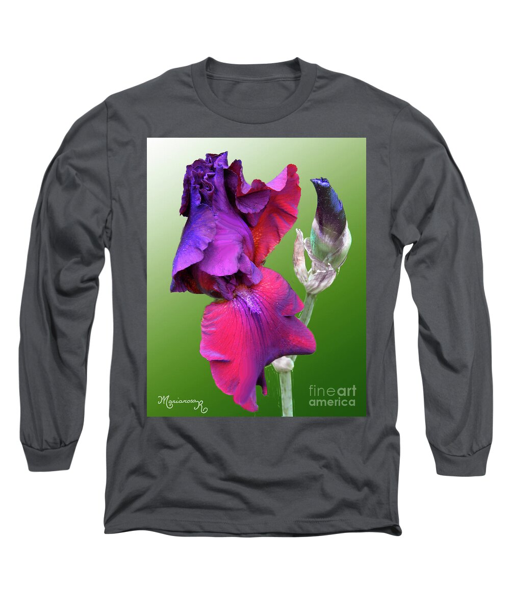 Flora Long Sleeve T-Shirt featuring the photograph Red and Purple Iris by Mariarosa Rockefeller