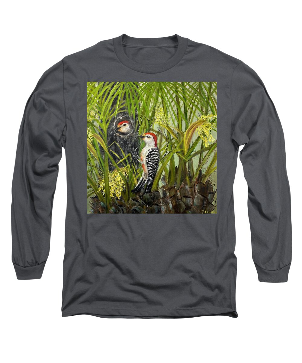 Birds Long Sleeve T-Shirt featuring the painting Red Bellied Woodpeckers by Barbara Landry