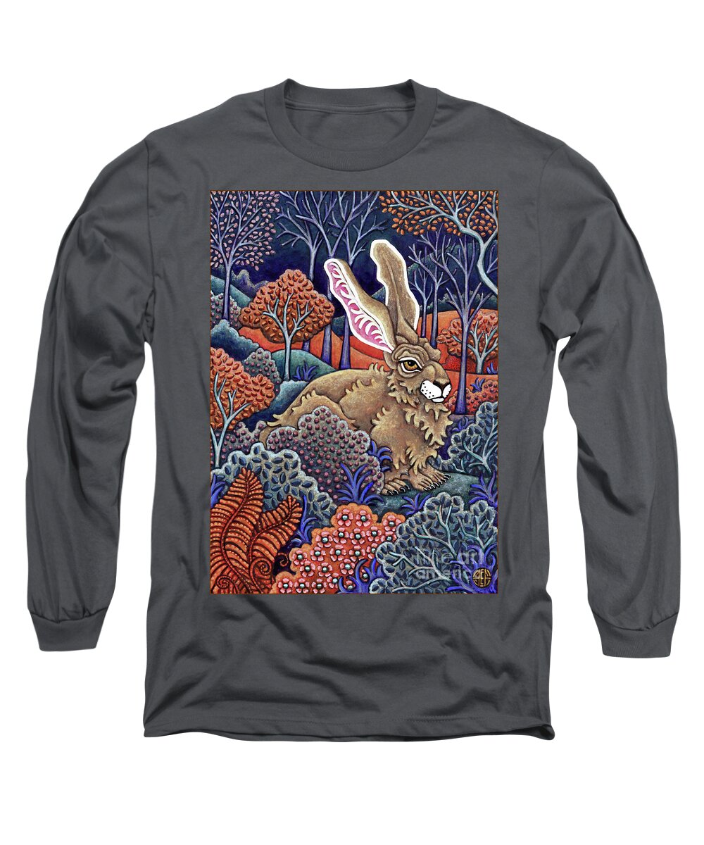 Hare Long Sleeve T-Shirt featuring the painting Red Fern Ridge by Amy E Fraser