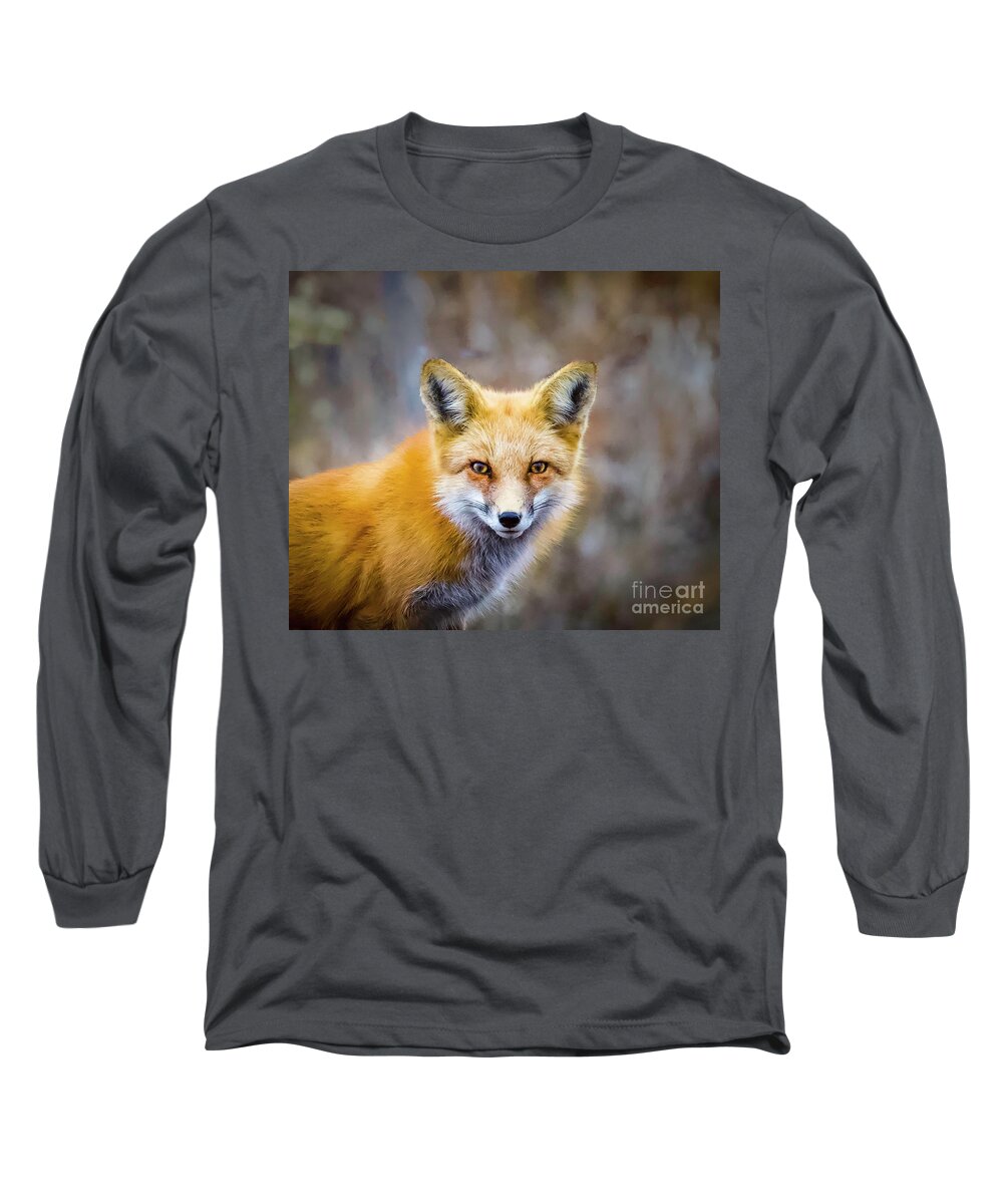Red Fox Long Sleeve T-Shirt featuring the photograph Red Fox Portrait by Shirley Dutchkowski