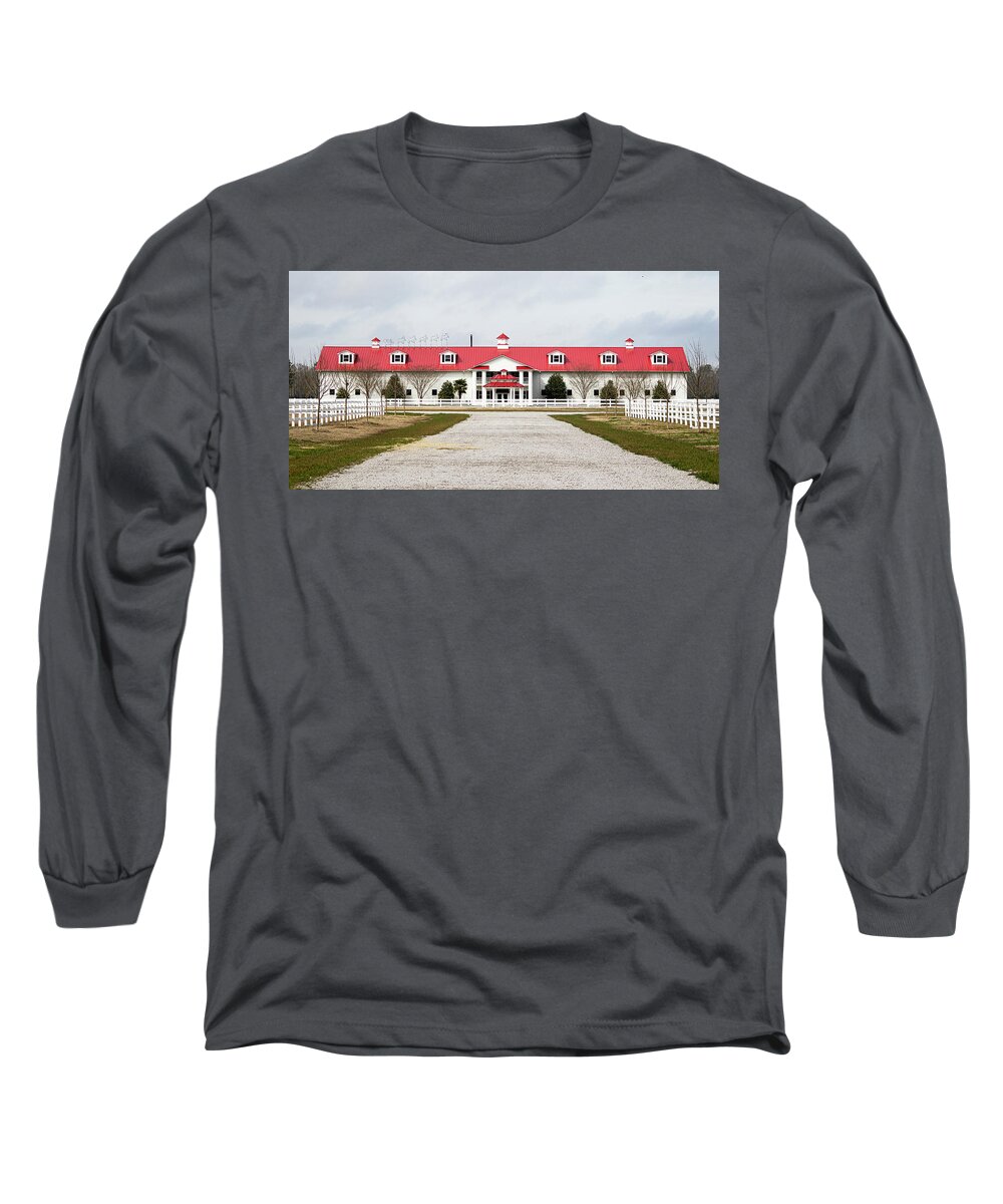 Americana Long Sleeve T-Shirt featuring the photograph Red Fox Stables - Oriental North Carolina by Bob Decker