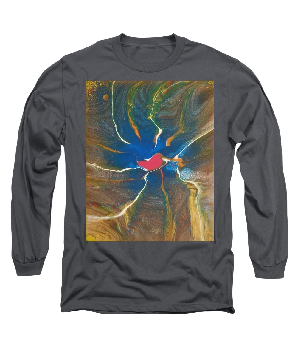 Abstract Long Sleeve T-Shirt featuring the painting Red Hot Chili Pepper by Pour Your heART Out Artworks