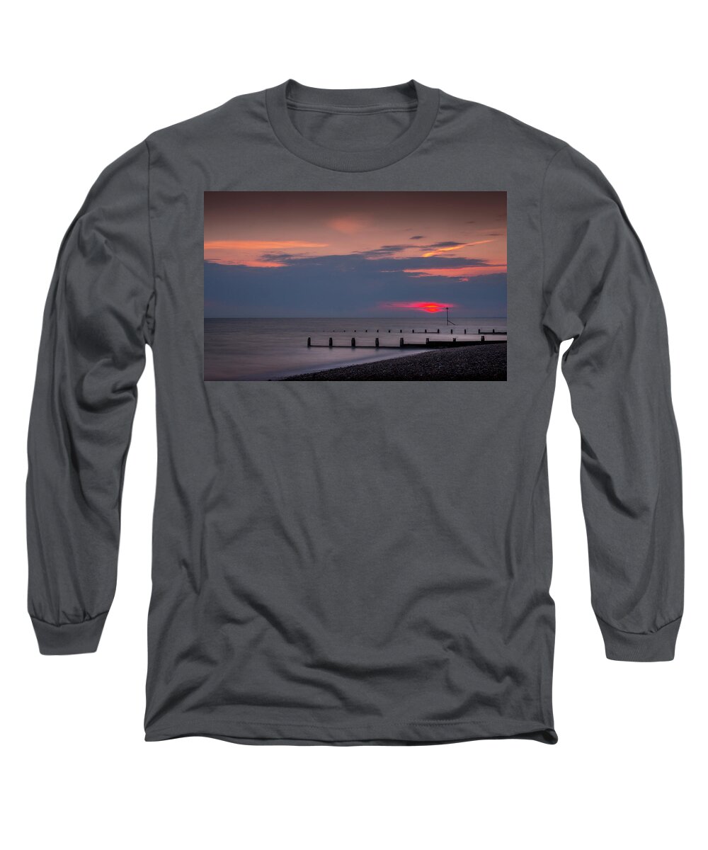 Landscape Long Sleeve T-Shirt featuring the photograph Red sky at Selsey by Chris Boulton
