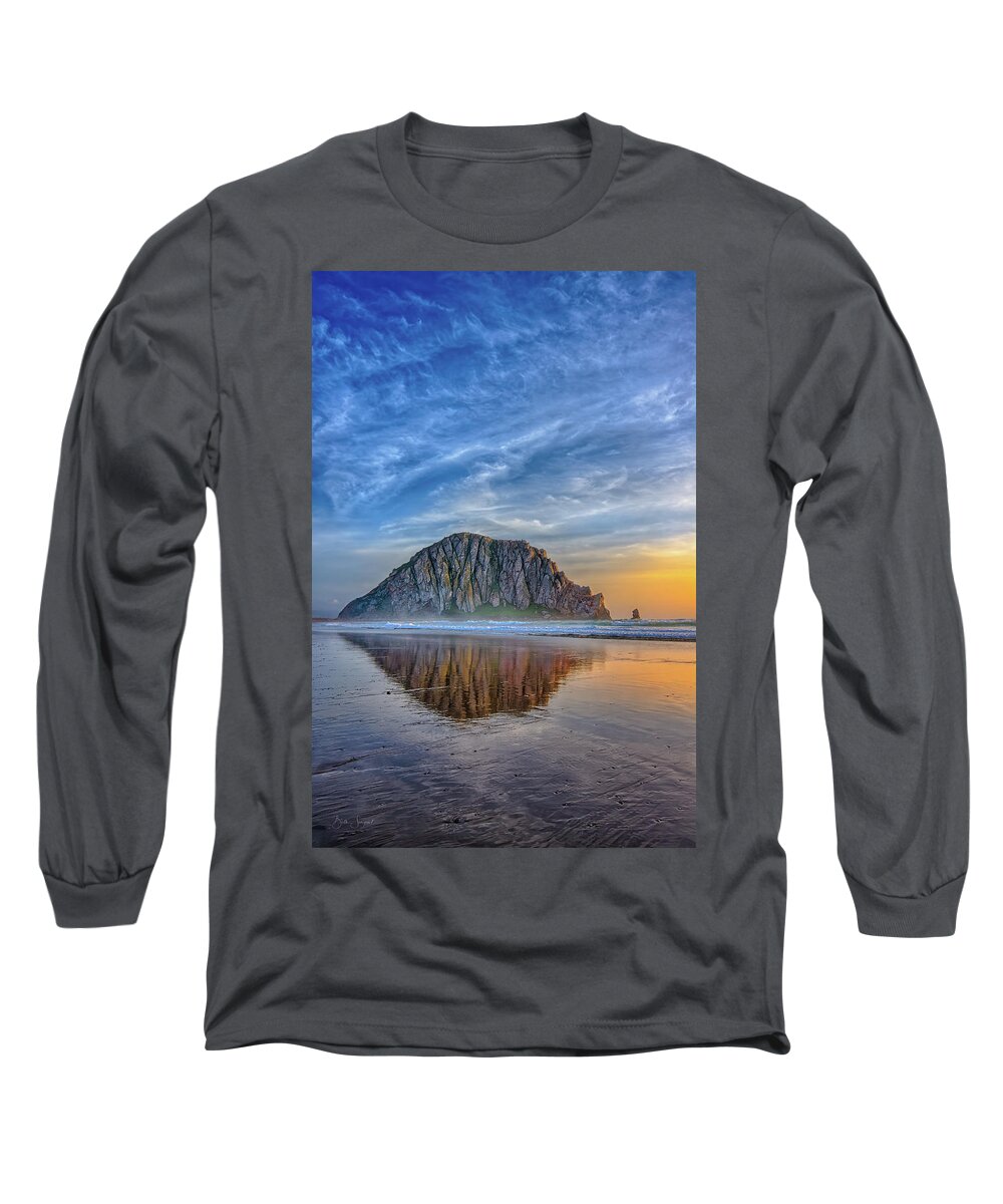 Morro Bay Long Sleeve T-Shirt featuring the photograph Reflection of The Rock by Beth Sargent