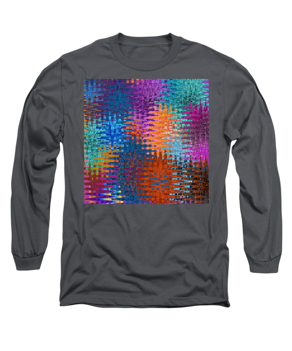 Abstract Long Sleeve T-Shirt featuring the digital art Retro 60's - Tweed by Ronald Mills