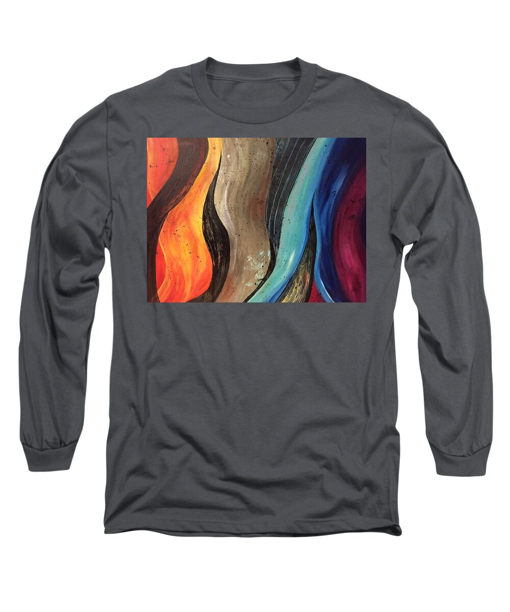 Motion Long Sleeve T-Shirt featuring the painting Rhythm by Barbara Landry