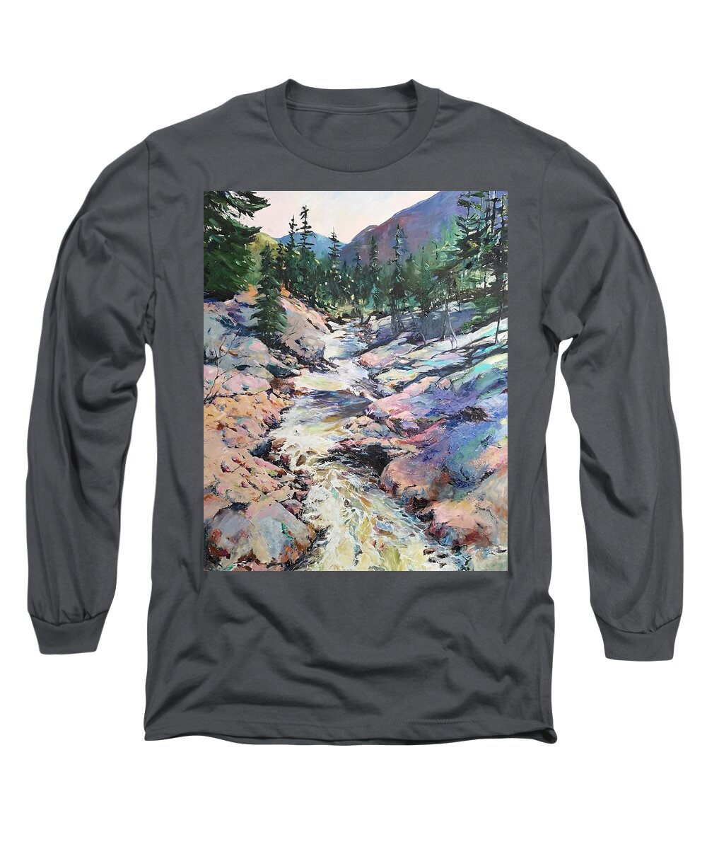 Water Long Sleeve T-Shirt featuring the painting River by Sheila Romard