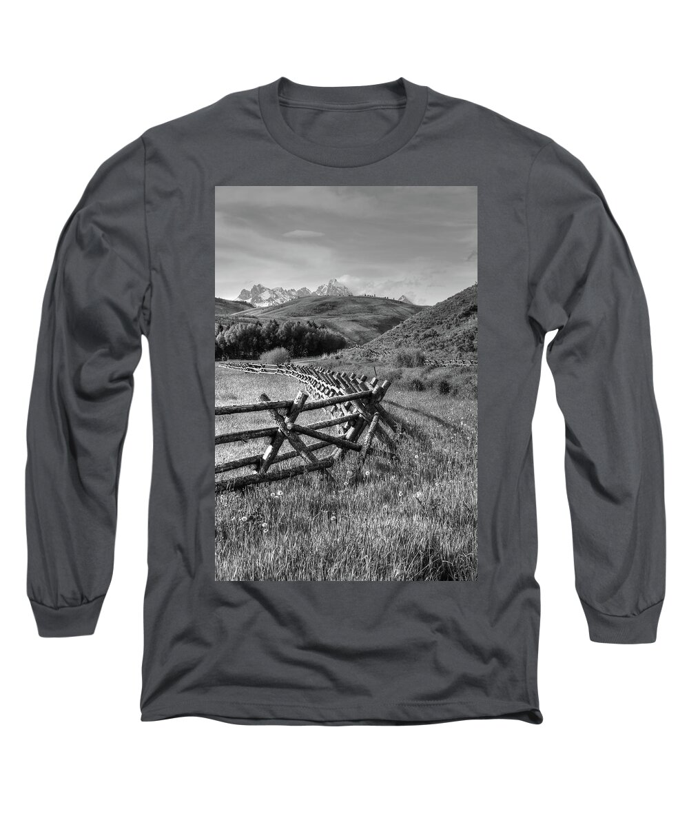 Wyoming Long Sleeve T-Shirt featuring the photograph Road To Tetons by Randall Dill