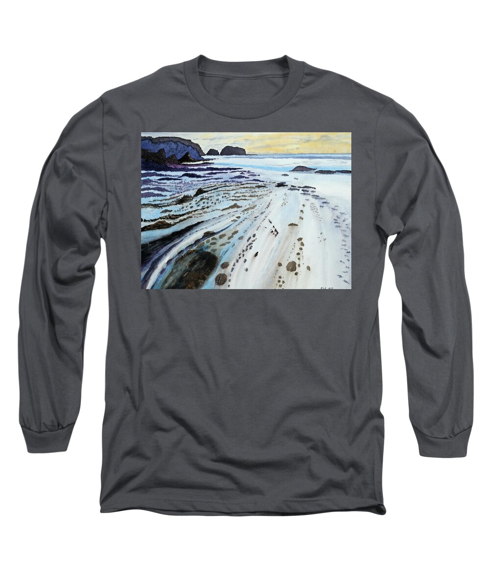 Beach Long Sleeve T-Shirt featuring the painting Rodeo Beach by Cynthia Schoeppel
