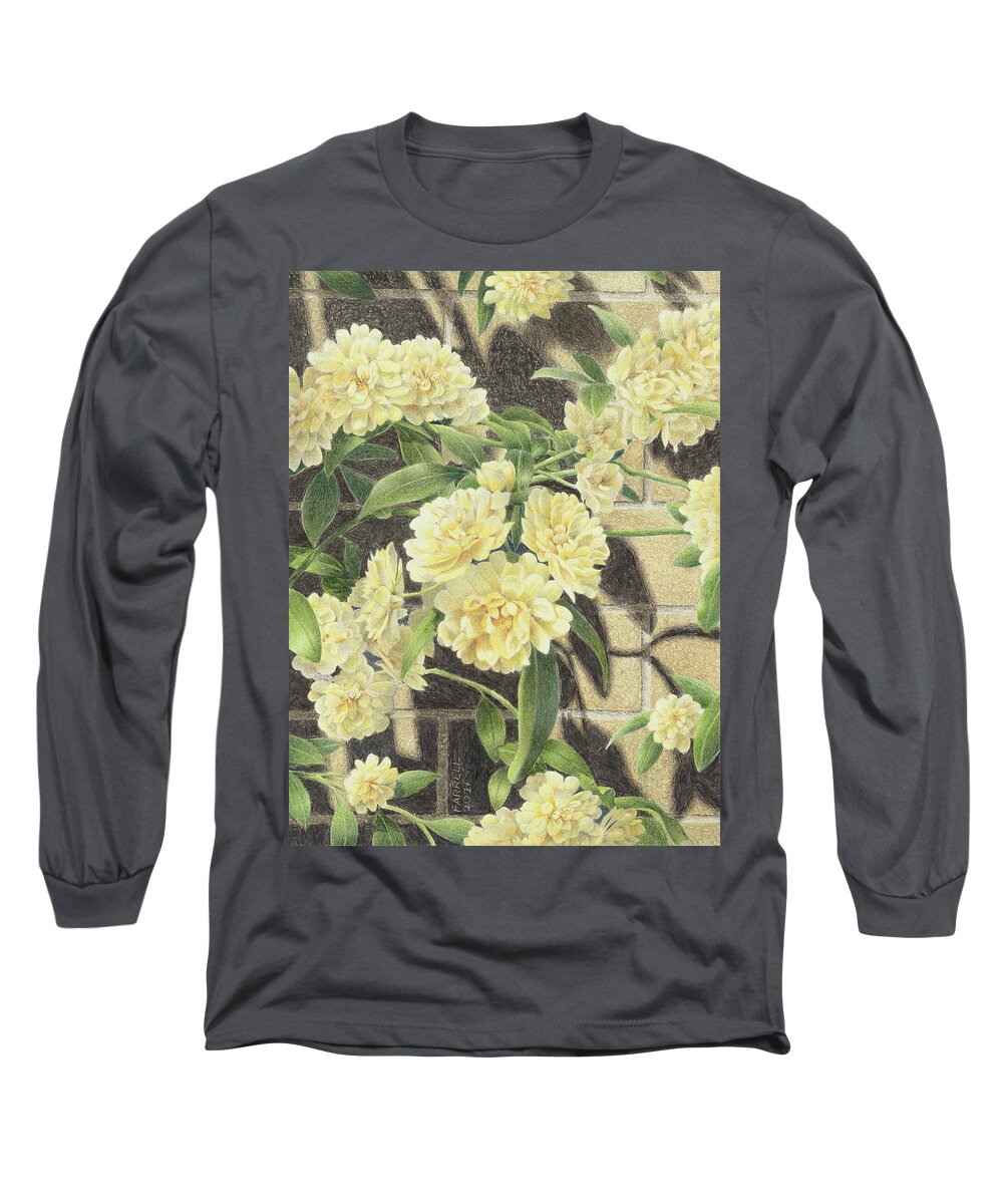 Drawing Long Sleeve T-Shirt featuring the drawing Rose Vine by Mike Farrell