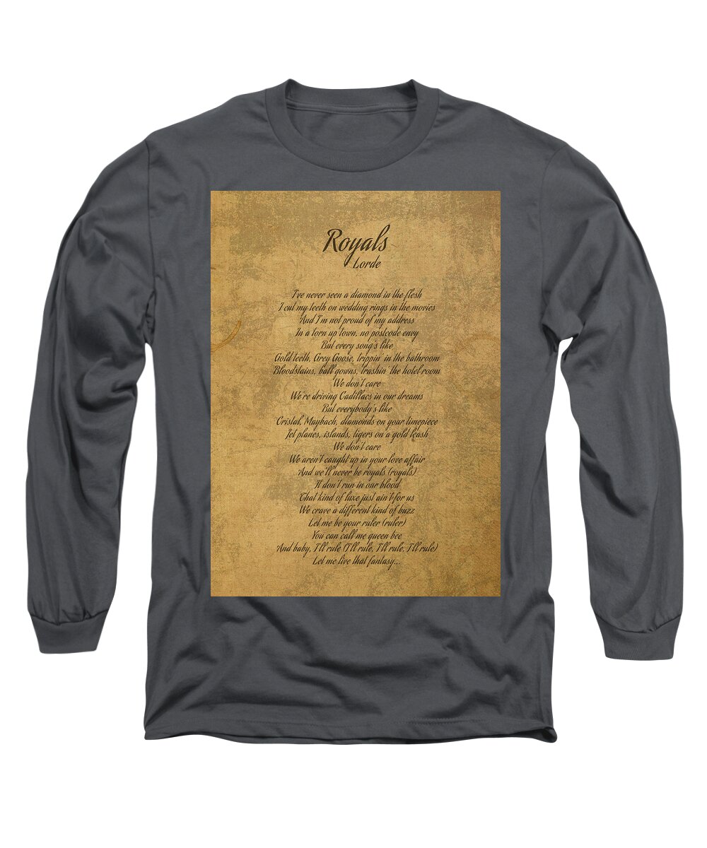 Royals by Lorde Vintage Song Lyrics on Parchment Long Sleeve T-Shirt