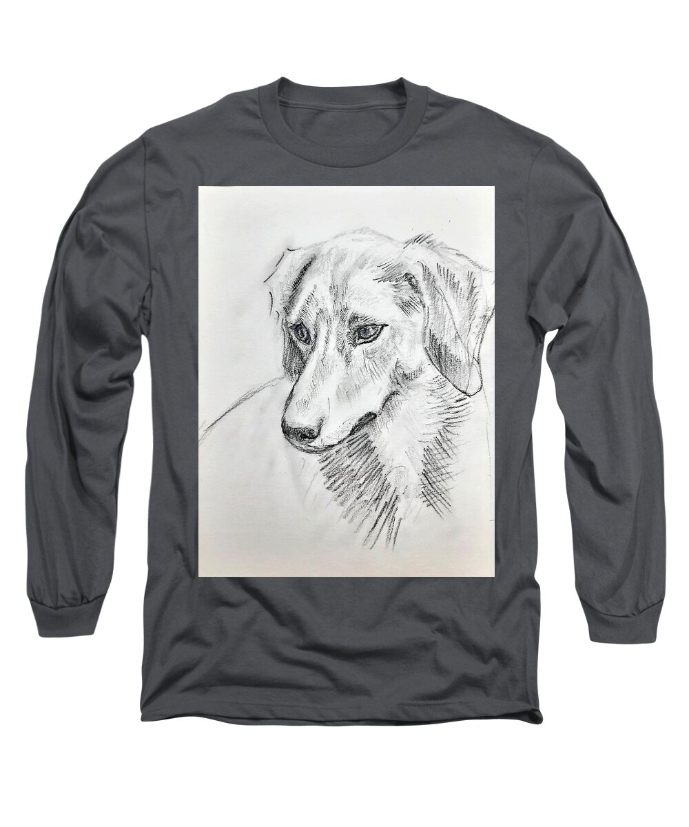 Terrier Long Sleeve T-Shirt featuring the drawing Russel Terrier by Asha Sudhaker Shenoy