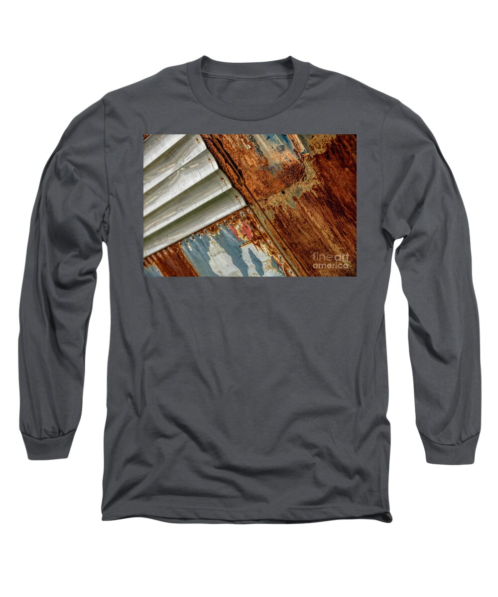 Rusty Panels Long Sleeve T-Shirt featuring the photograph Rusty Patchwork by Pamela Dunn-Parrish