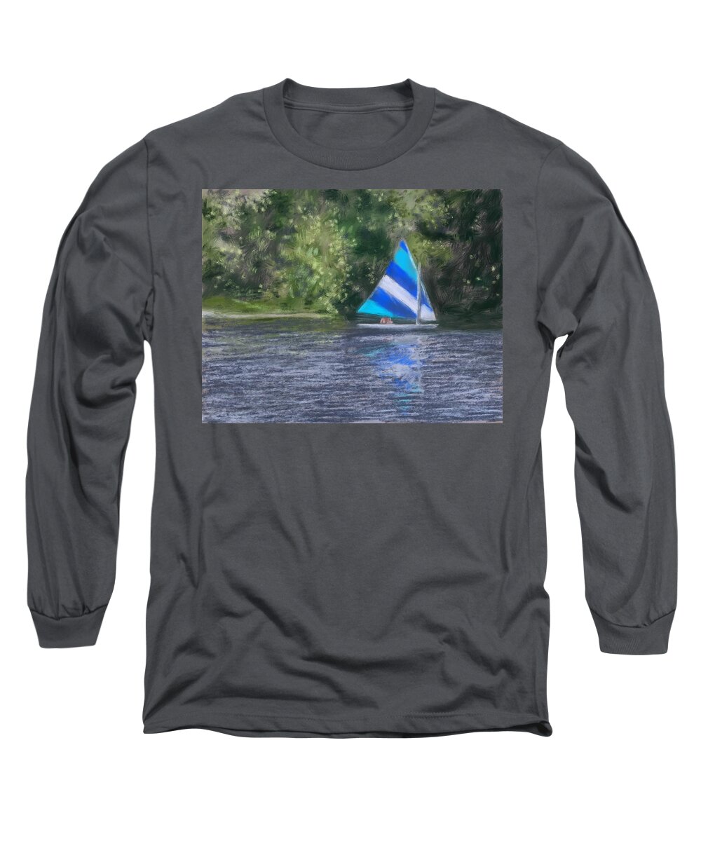 Sailing Long Sleeve T-Shirt featuring the painting Sailing by Larry Whitler