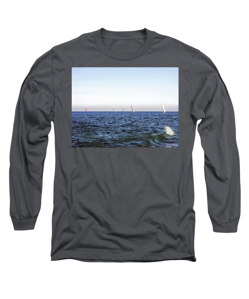 Sailboat Long Sleeve T-Shirt featuring the photograph Sails on the Horizon by Susan Hope Finley