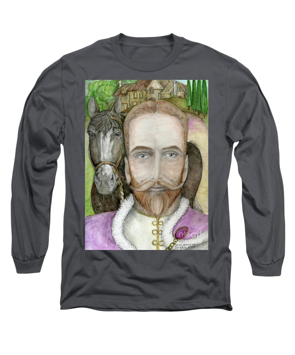 Saint Germaine Long Sleeve T-Shirt featuring the painting Saint Germaine by Jo Thomas Blaine