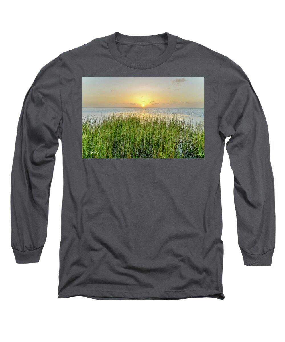 Howard Long Sleeve T-Shirt featuring the photograph Salt Grass Sunset by Christopher Rice