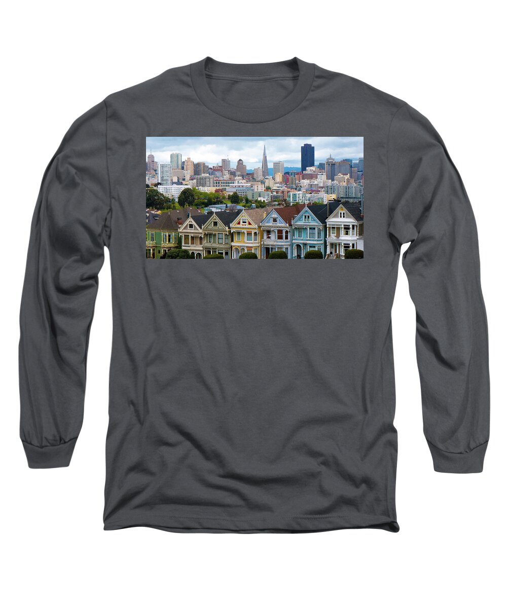 San Francisco Houses Long Sleeve T-Shirt featuring the photograph San Francisco Old and New by David Morehead