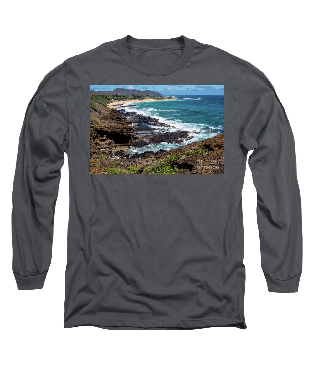 Sandy Long Sleeve T-Shirt featuring the photograph Sandy Beach of Oahu by Diana Mary Sharpton