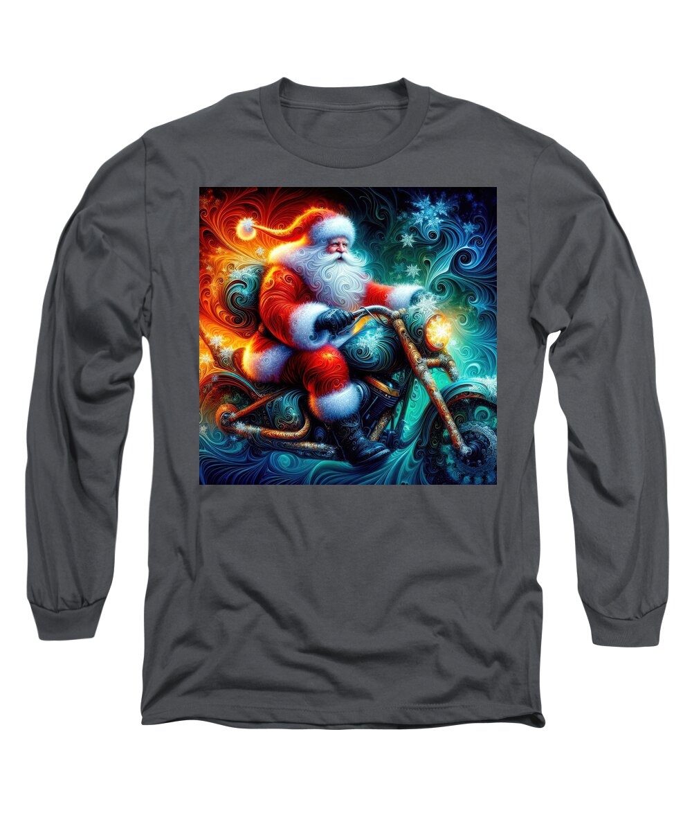 Santa Claus Long Sleeve T-Shirt featuring the photograph Santa's Mystical Winter Ride by Bill and Linda Tiepelman