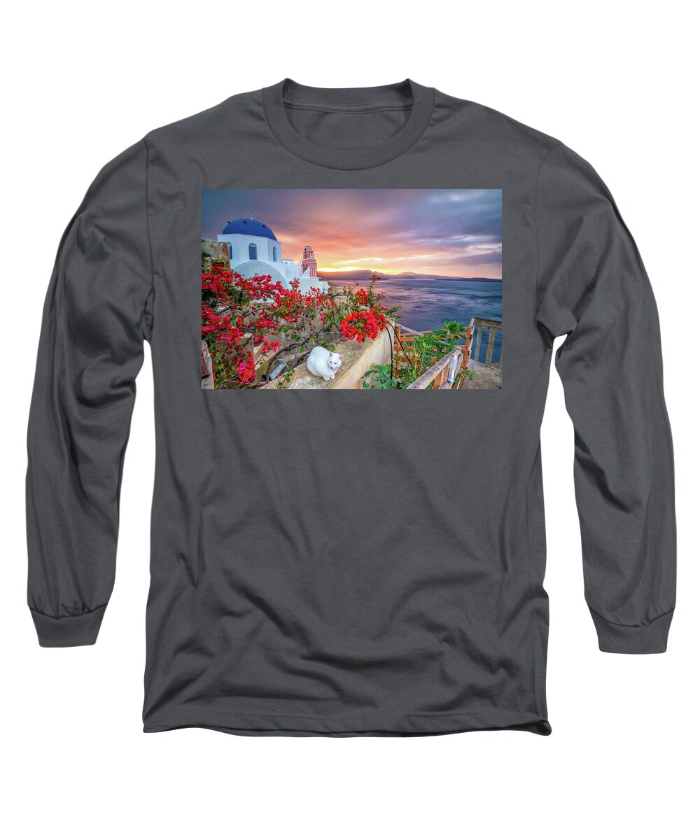 Santorini Long Sleeve T-Shirt featuring the photograph Santorini 13 by Aloke Design