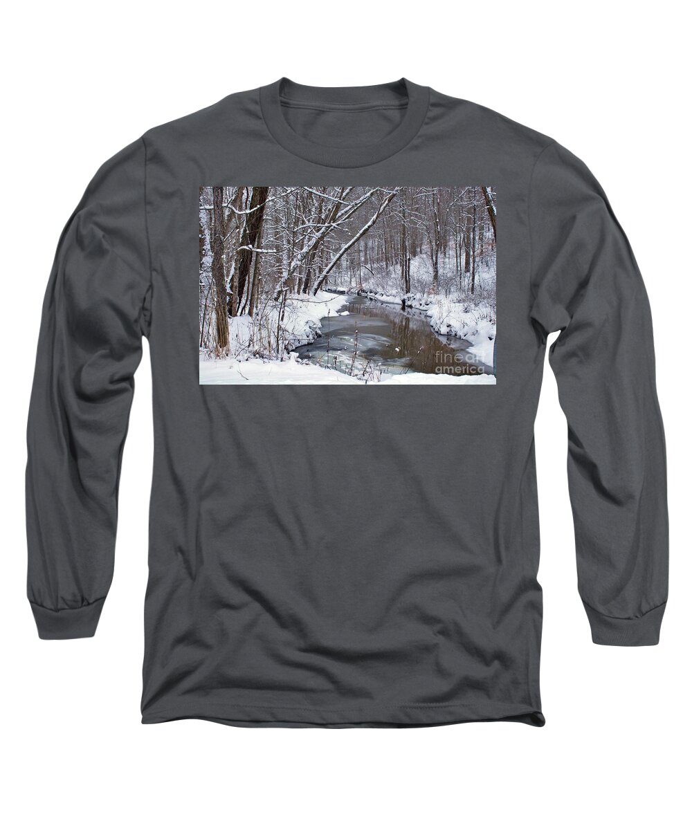 Woods Long Sleeve T-Shirt featuring the photograph Satiny Stream by Yvonne M Smith