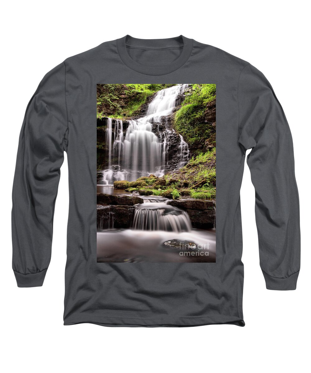 England Long Sleeve T-Shirt featuring the photograph Scaleber Force, near Settle by Tom Holmes Photography