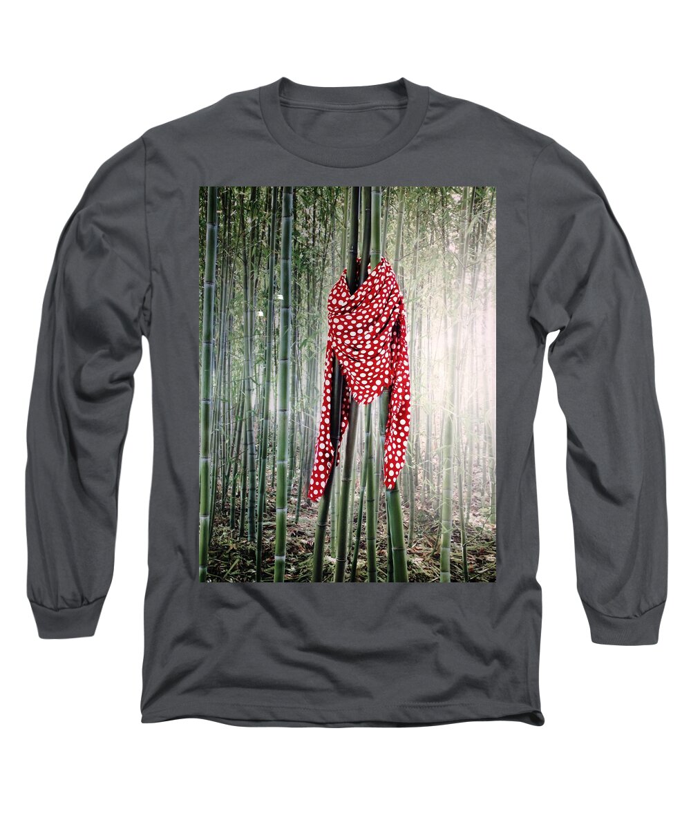 Designer Long Sleeve T-Shirt featuring the photograph Scarf on Bamboo by Matthew Bamberg