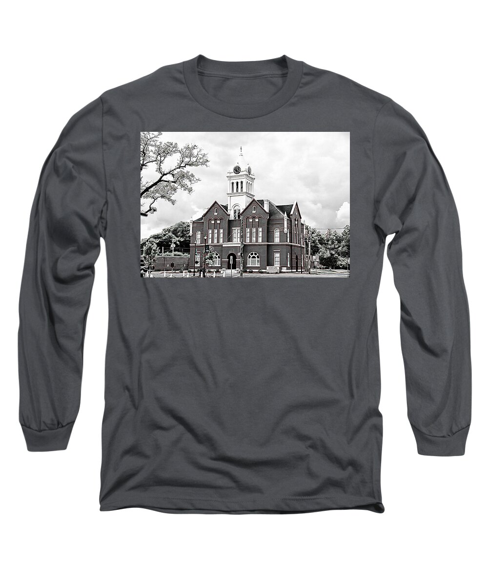  Schley Ellaville Courthouse Stores Square Caylee Hammock Brent Cobb Long Sleeve T-Shirt featuring the photograph Schley County Courthouse 3 2 by Jerry Battle
