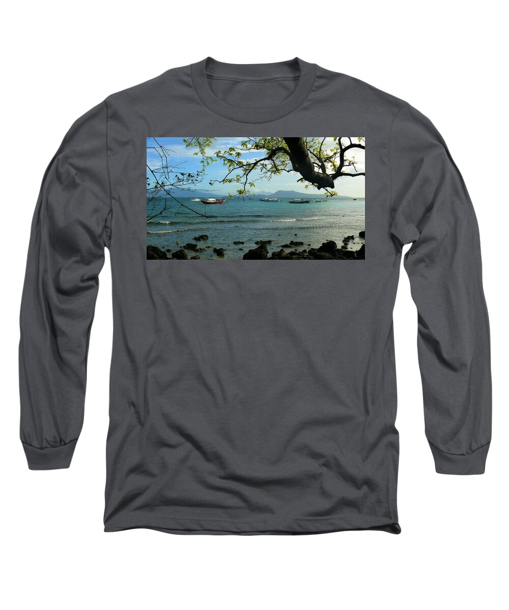Tree Long Sleeve T-Shirt featuring the photograph Seaside landscape with tree by Robert Bociaga