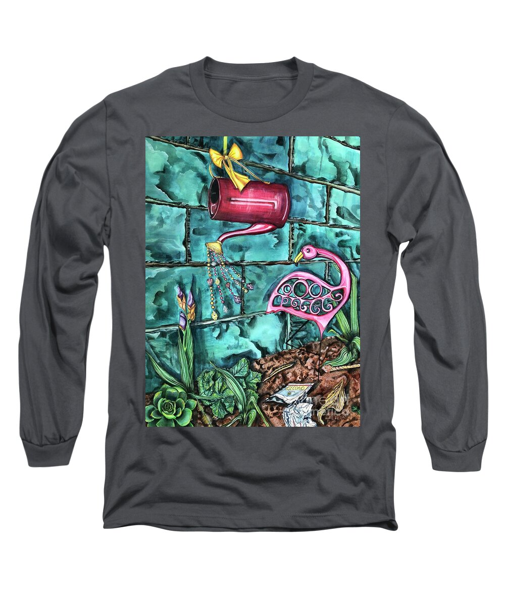 Watering Can Long Sleeve T-Shirt featuring the mixed media Second Season by Mastiff Studios