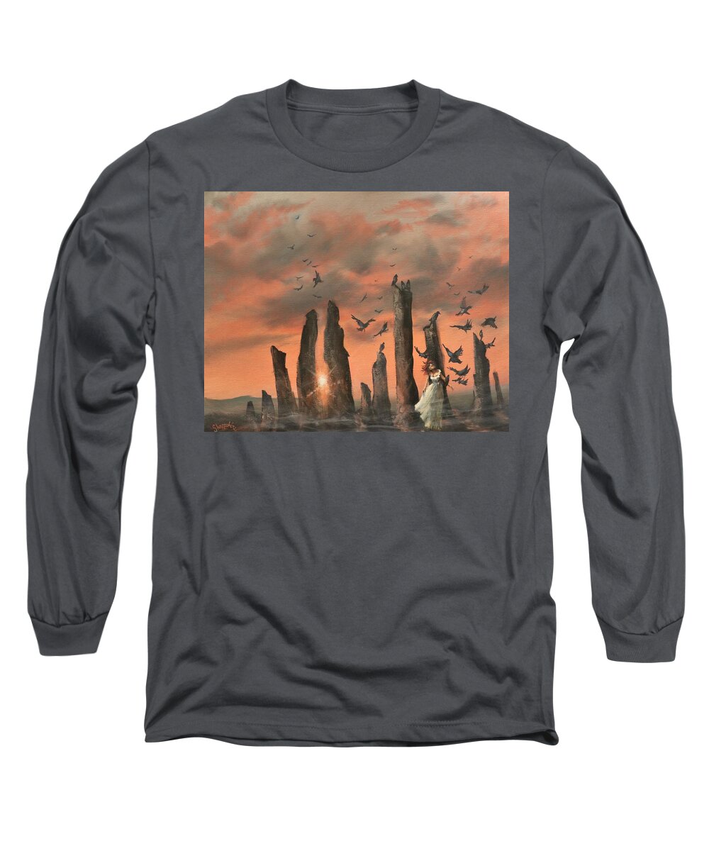 Callanish Stones Long Sleeve T-Shirt featuring the painting Secret of the Stones by Tom Shropshire