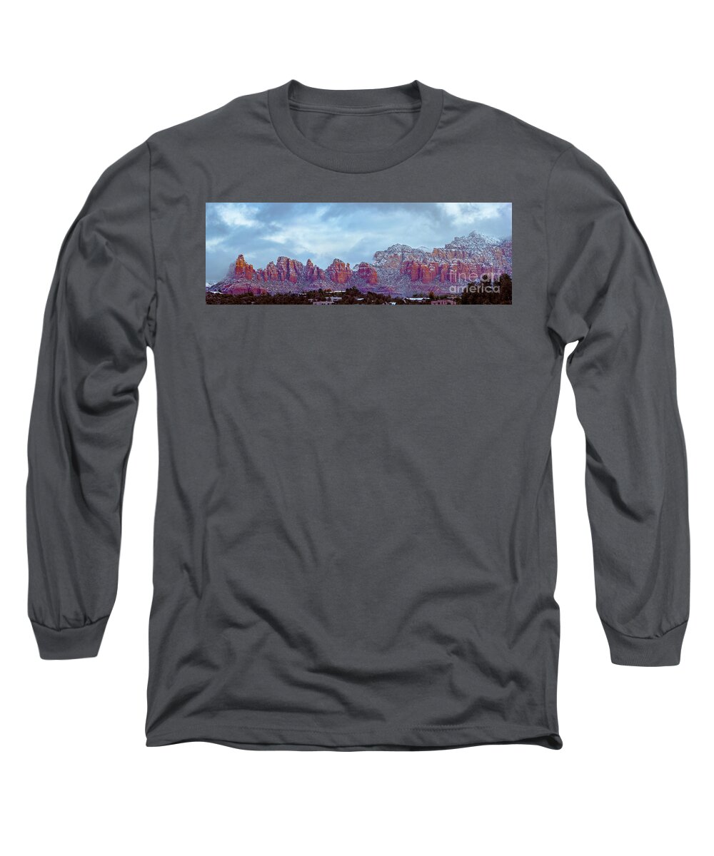 1709p_sedona_snow Long Sleeve T-Shirt featuring the photograph Sedona Snow 1709P by Kenneth Johnson