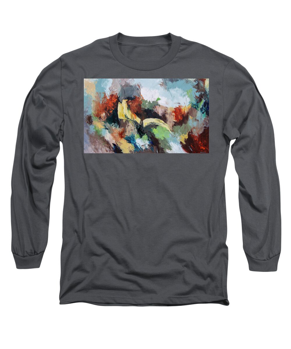 Blue Long Sleeve T-Shirt featuring the painting Movement by Katrina Nixon